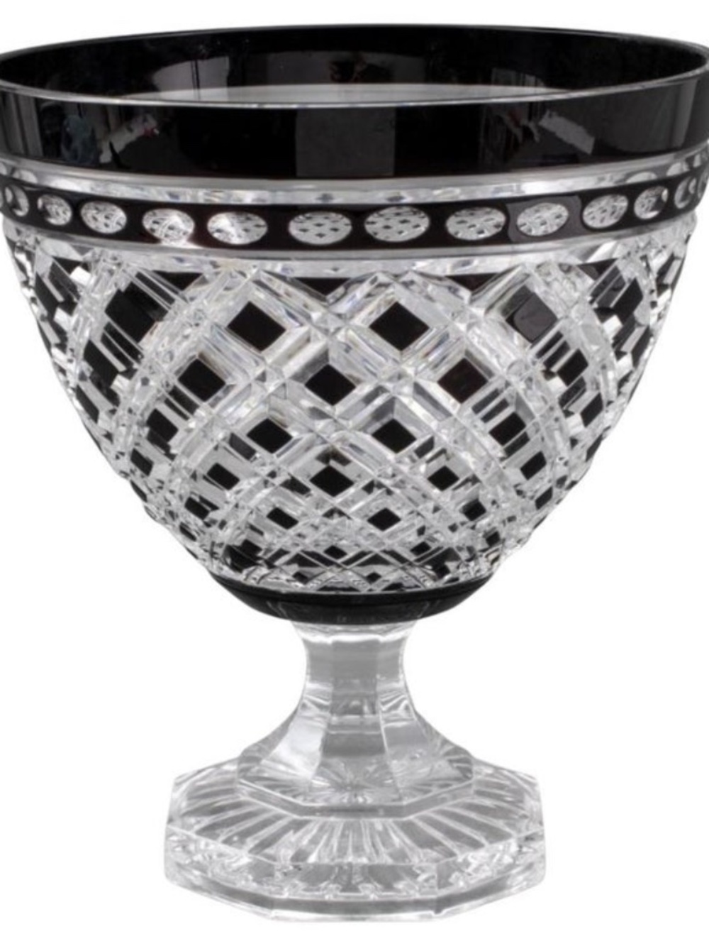 Vintage Antique Ajka Anthenee Black Crystal Cut Vase